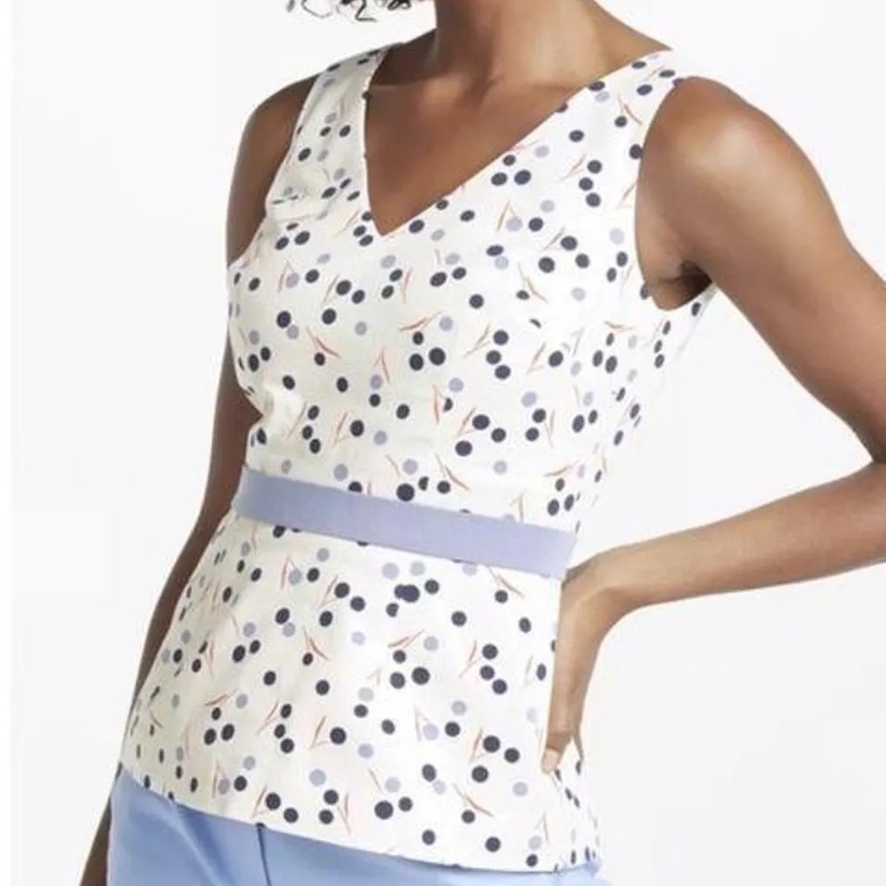BODEN Sinead Peplum V-Neck Top in Ivory W-607 Sz 8